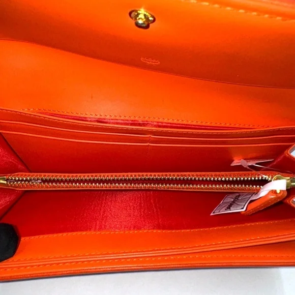 MCM Visetos Orange Canvas Long Wallet.